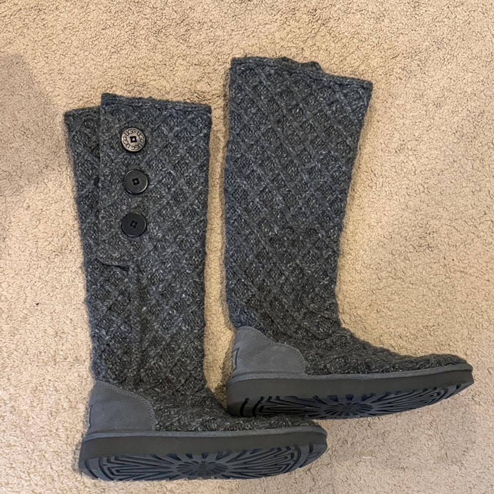 UGG Charcoal Knit Button-Up Women's Boots